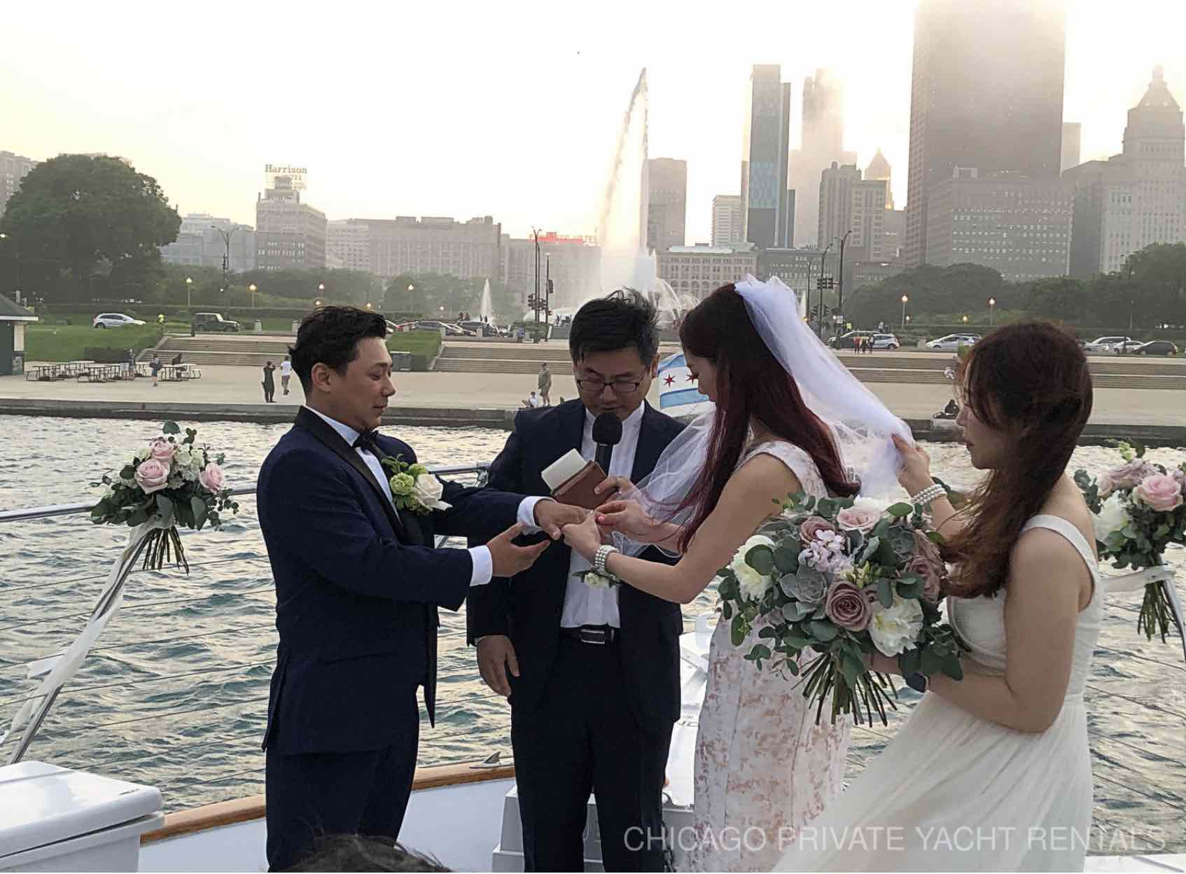 more privacy with Chicago small boat wedding| Adelines Sea Moose