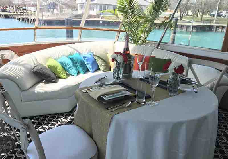 Burnham Harbor yacht charter private dining| Adelines Sea Moose