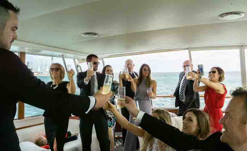 Wedding reception on a private yacht in Chicago| Adelines Sea Moose