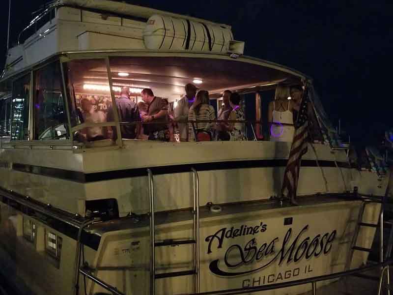Chicago Boat Rental With Captain Midnight Masquerade| Adelines Sea Moose